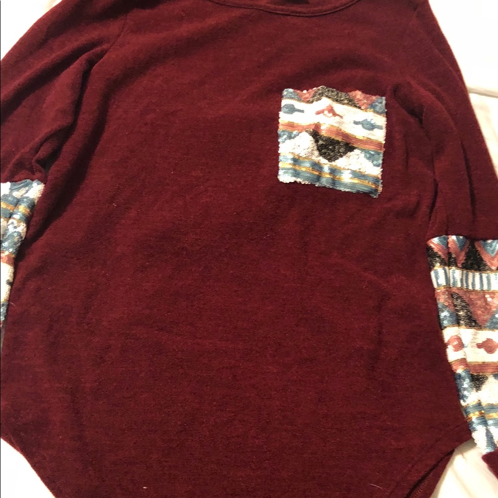 Maroon Aztec sequin sweater - Picture 5 of 5